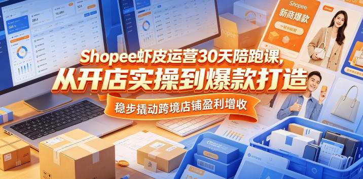 Shopee虾皮运营30天陪跑课，从开店实操到爆款打造，稳步撬动跨境店铺盈利增收-云阁资源网
