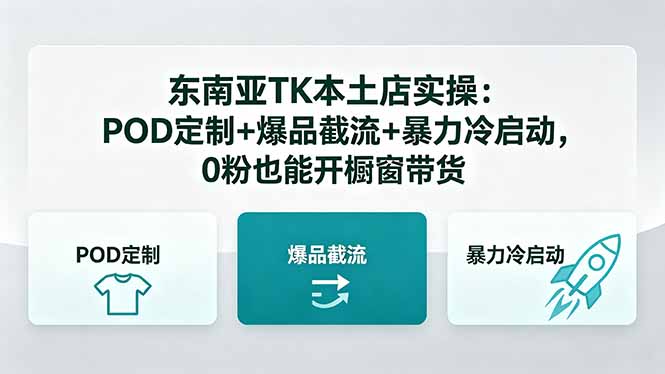 东南亚TK本土店实操：POD定制+爆品截流+暴力冷启动，0粉也能开橱窗带货-云阁资源网