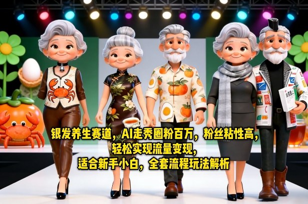 银发养生赛道，AI走秀圈粉百万，粉丝粘性高，轻松实现流量变现，适合新手小白，全套流程玩法解析-云阁资源网