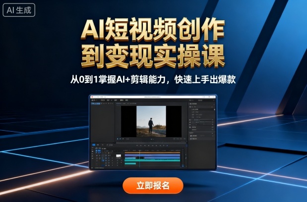 AI短视频创作到变现实操课，从0到1掌握AI+剪辑能力，快速上手出爆款(更新10月)-云阁资源网