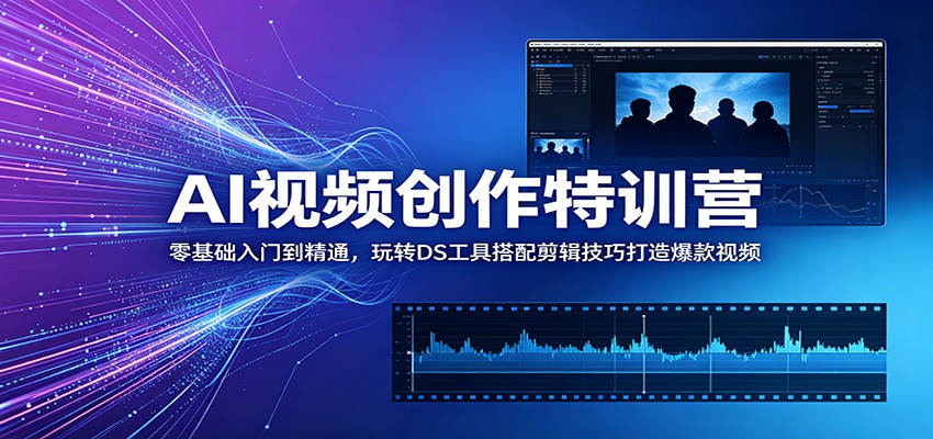 AI视频创作特训营:零基础入门到精通,玩转DS工具搭配剪辑技巧打造爆款视频-云阁资源网