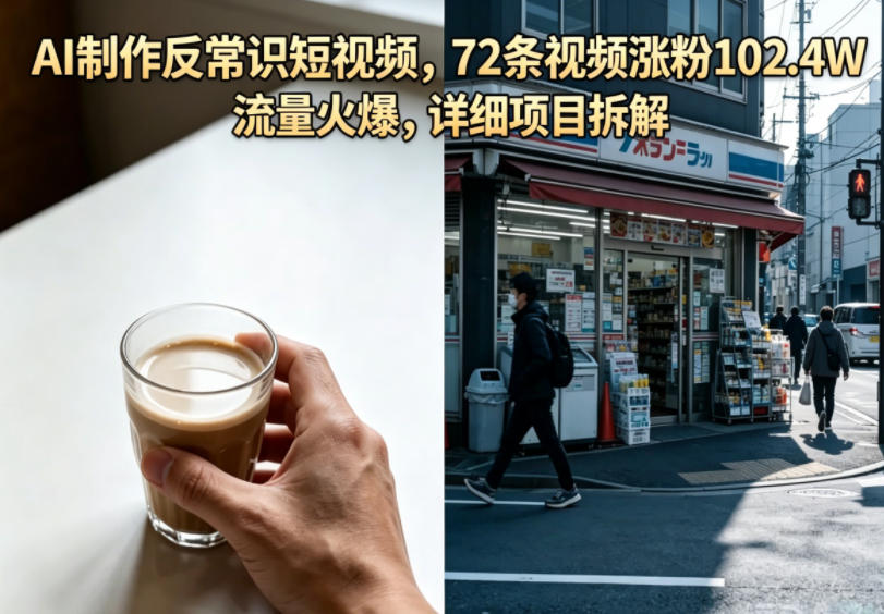 AI制作反常识短视频,72条视频涨粉102.4W,流量火爆,详细项目拆解-云阁资源网
