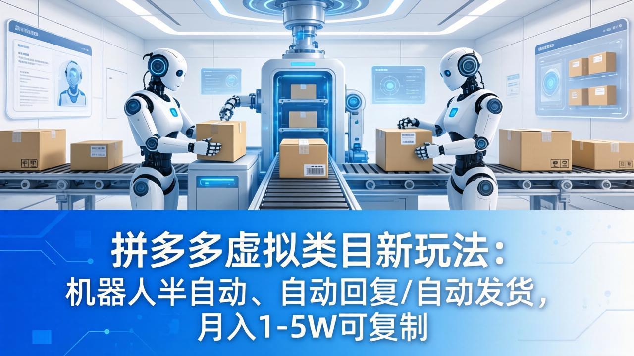 拼多多虚拟类目新玩法：机器人半自动、自动回复 /自动发货，月入 1-5W 可复制-云阁资源网