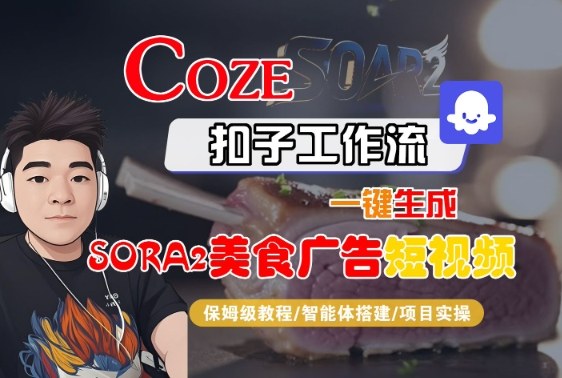 Coze扣子智能体工作流一键生成“SORA2美食广告“短视频,全流程保姆级教学-云阁资源网
