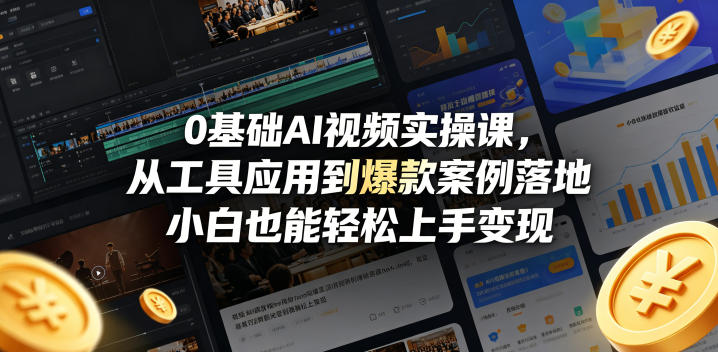 0基础AI视频实操课，从工具应用到爆款案例落地，小白也能轻松上手变现-云阁资源网