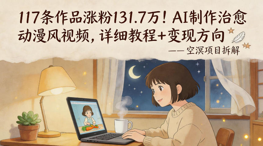 117条作品涨粉131.7W！AI制作治愈动漫风视频，详细教程+变现方向-云阁资源网