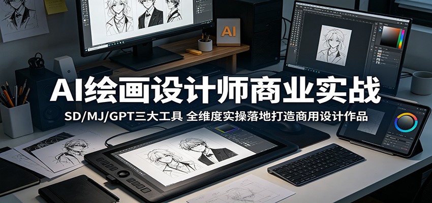 AI绘画设计师商业实战：SD/MJ/GPT三大工具，全维度实操落地打造商用设计作品-云阁资源网