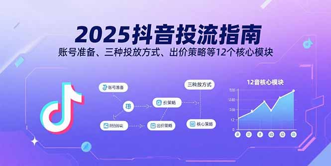 2025抖音投流指南，账号准备、三种投放方式、出价策略等12个核心模块-云阁资源网