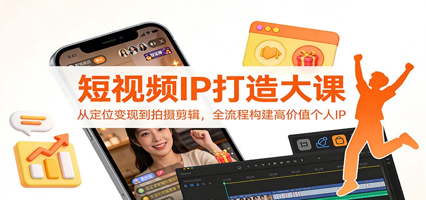 短视频IP打造大课：从定位变现到拍摄剪辑，全流程构建高价值个人IP-云阁资源网