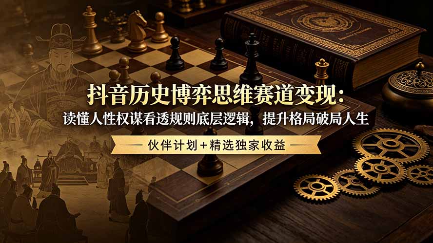 抖音历史博弈思维赛道变现：读懂人性权谋看透规则底层逻辑，提升格局破局人生，伙伴计划+精选独家收益-云阁资源网