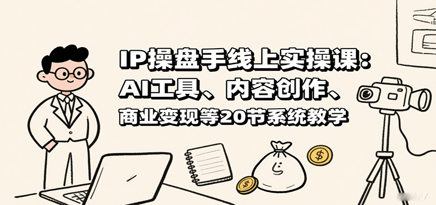 IP操盘手线上实操课：AI工具、内容创作、商业变现等20节系统教学-云阁资源网