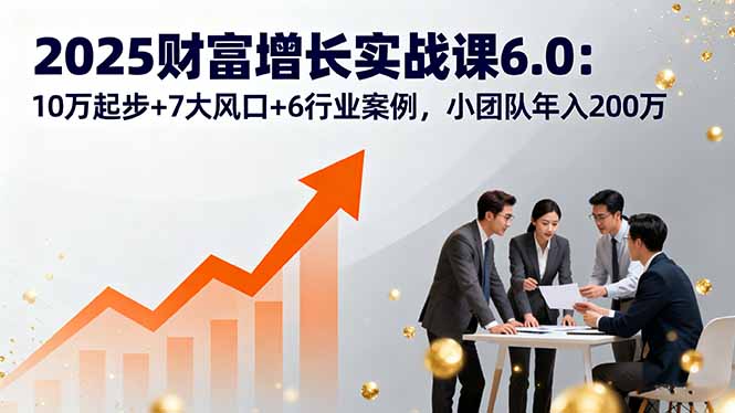 2025财富增长实战课6.0：10万起步+7大风口+6行业案例，小团队年入200万-云阁资源网
