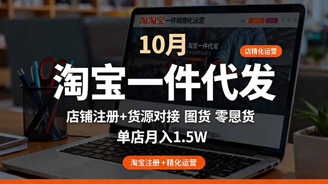 淘宝一件代发精细化运营-10月：店铺注册+货源对接+零囤货，单店月入1.5w-云阁资源网