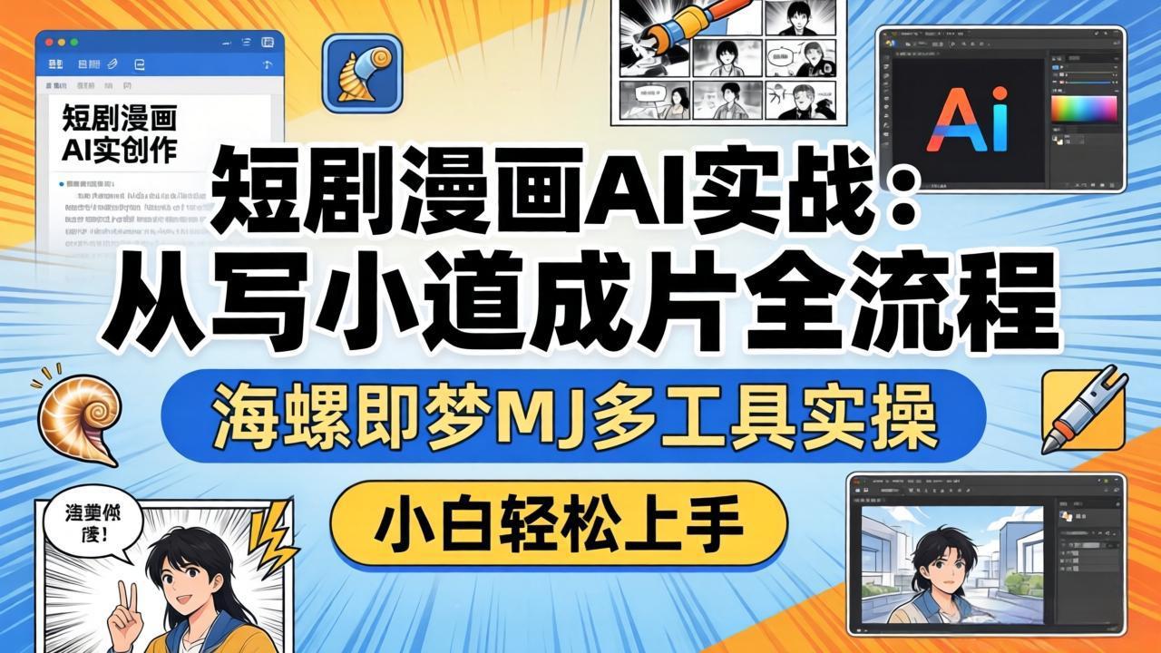 短剧漫画AI实战：从写小说到成片全流程，海螺即梦MJ多工具实操，小白轻松上手-云阁资源网