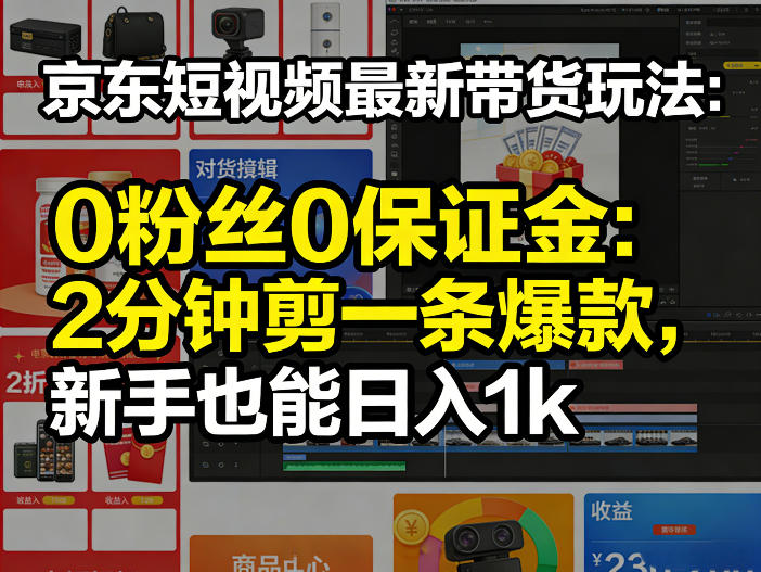 京东短视频最新带货玩法，0粉丝0保证金，2分钟剪一条爆款，新手也能日入1k+【揭秘】-云阁资源网
