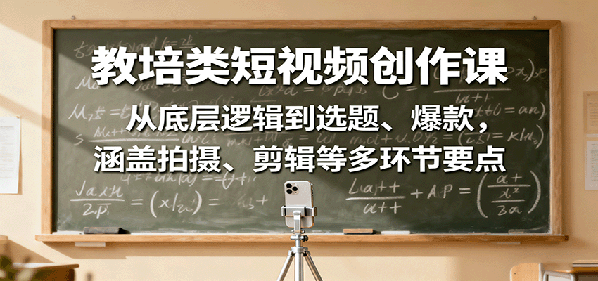 教培类短视频创作课：从底层逻辑到选题、爆款，涵盖拍摄、剪辑等多环节要点-云阁资源网