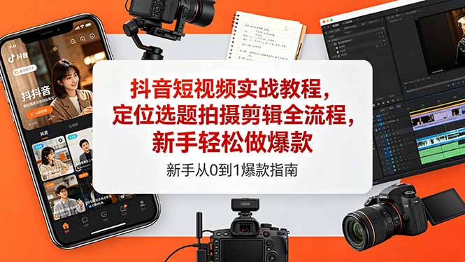 抖音短视频实战教程，定位选题拍摄剪辑全流程，新手轻松做爆款-云阁资源网