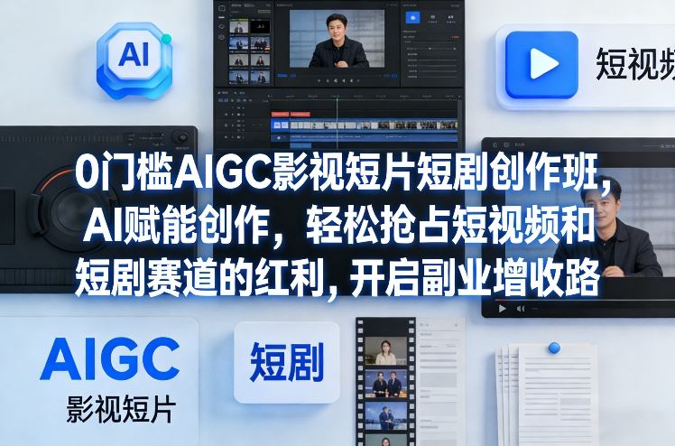 0门槛AIGC影视短片短剧创作班，AI赋能创作，轻松抢占短视频和短剧赛道的红利，开启副业增收路-云阁资源网