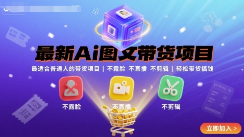 最新Ai图文带货项目，最适合普通人的带货项目，不露脸 不直播 不剪辑就可以轻松带货搞钱-云阁资源网