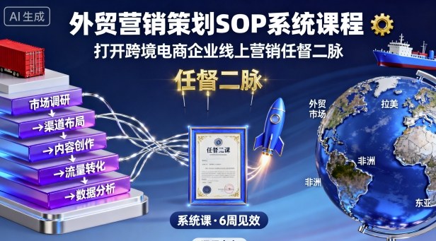 外贸营销策划SOP系统课程，打开跨境电商企业线上营销任督二脉-云阁资源网
