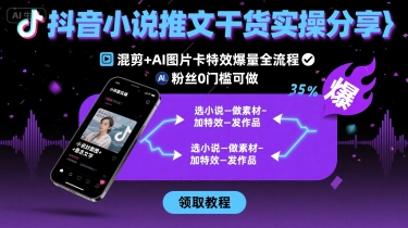 抖音小说推文干货实操分享，混剪+AI图片卡特效爆量全流程，0粉丝0门槛可做-云阁资源网