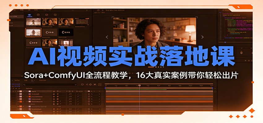 AI视频实战落地课：Sora+ComfyUI全流程教学，16大真实案例带你轻松出片-云阁资源网