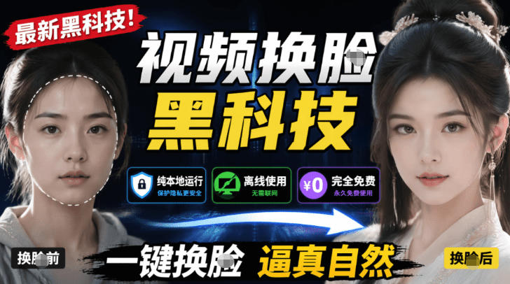 AI人工智能如此夸张？一键视频换Lian黑科技，纯本地离线运行，本地视频换Lian娱乐工具，AI FaceSwap-云阁资源网