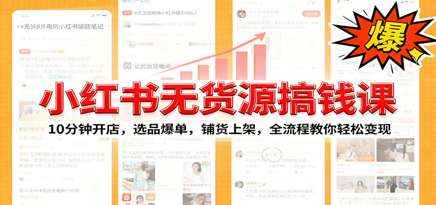 小红书无货源爆单课：10分钟开店，选品爆单，铺货上架，全流程教你轻松变现-云阁资源网