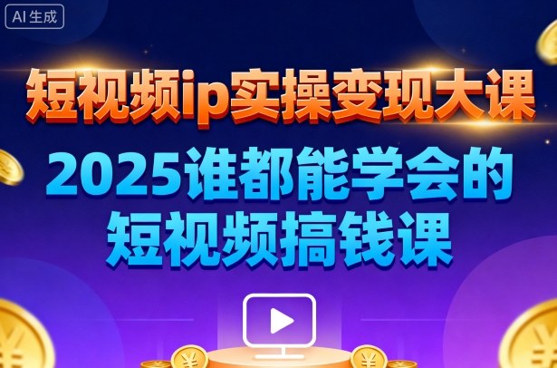 短视频ip实操变现大课,7月26-27日广州站线下课,2025谁都能学会的短视频搞钱课-云阁资源网
