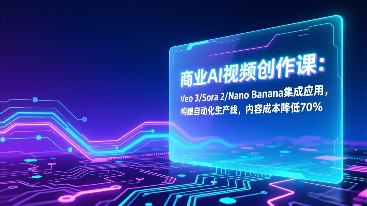 商业AI视频创作课：Veo 3/Sora 2/Nano Banana集成应用，构建自动化生产线，内容成本降低70%-云阁资源网
