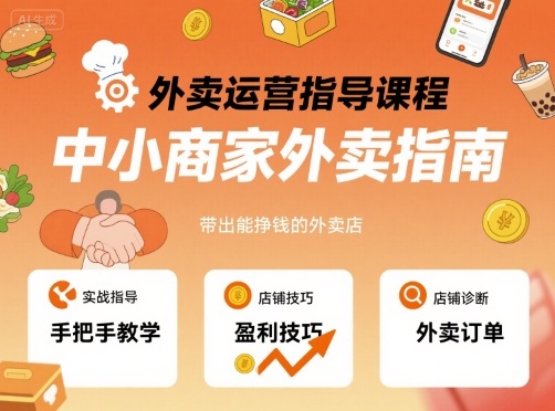 外卖运营指导课程，中小商家外卖指南，手把手带出能挣钱的外卖店-云阁资源网