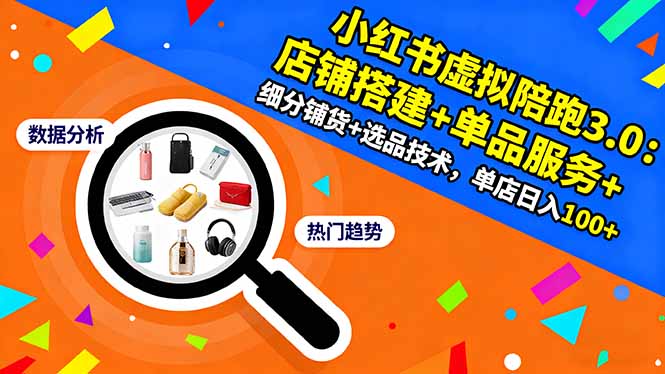 小红书虚拟陪跑3.0：店铺搭建+单品服务+细分铺货+选品技术，单店日入100+-云阁资源网