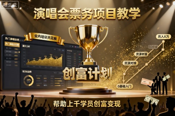 演唱会票务项目教学，业内培训天花板，帮助上千学员创富变现-云阁资源网