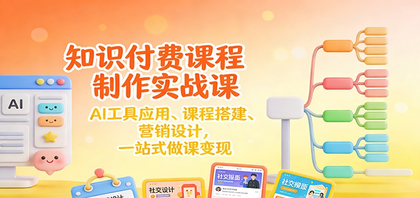 知识付费课程制作实战课：AI工具应用 、课程搭建、营销设计，一站式做课变现-云阁资源网