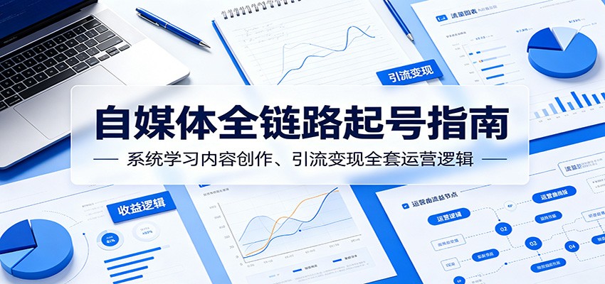 自媒体全链路起号指南:系统学习内容创作、引流变现全套运营逻辑-云阁资源网