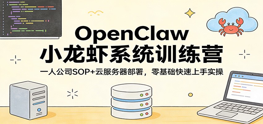 OpenClaw小龙虾系统训练营：一人公司SOP，云服务器部署，零基础快速上手实操-云阁资源网