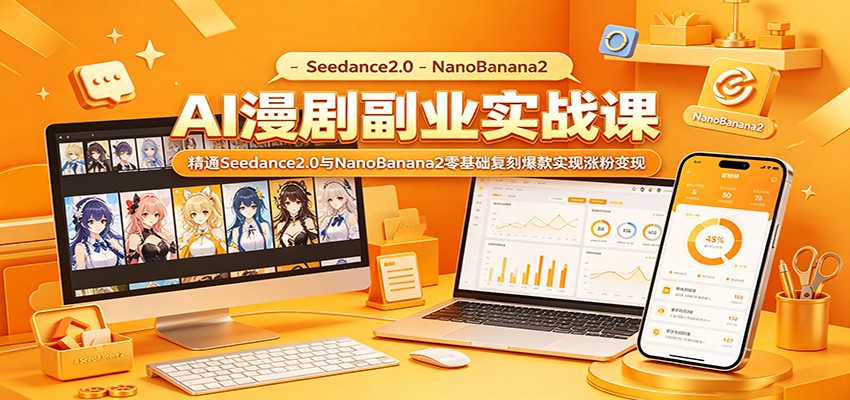 AI漫剧副业实战课：精通Seedance2.0与NanoBanana2零基础复刻爆款实现涨粉变现-云阁资源网
