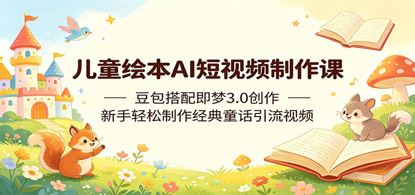 儿童绘本AI短视频制作课：豆包搭配即梦3.0创作，新手轻松制作经典童话引流视频-云阁资源网