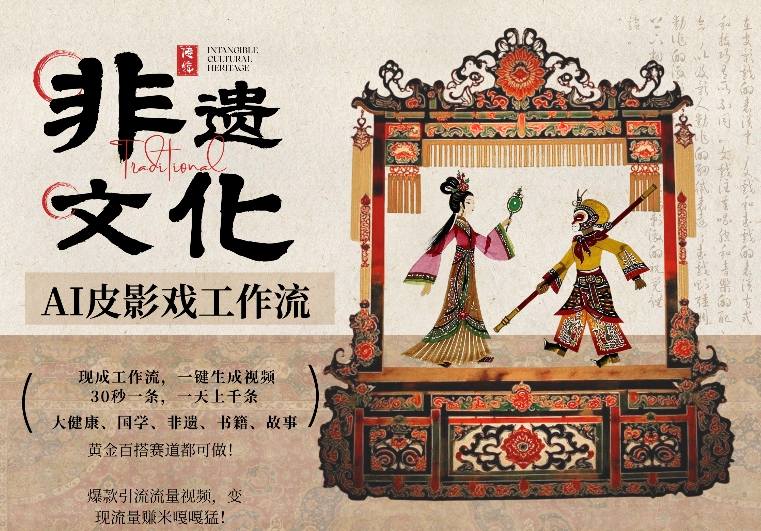 AI一键生成民俗文化非遗皮影戏视频，一刀不剪无需剪辑，30S一条，一天上百条，流量财富嘎嘎猛-云阁资源网