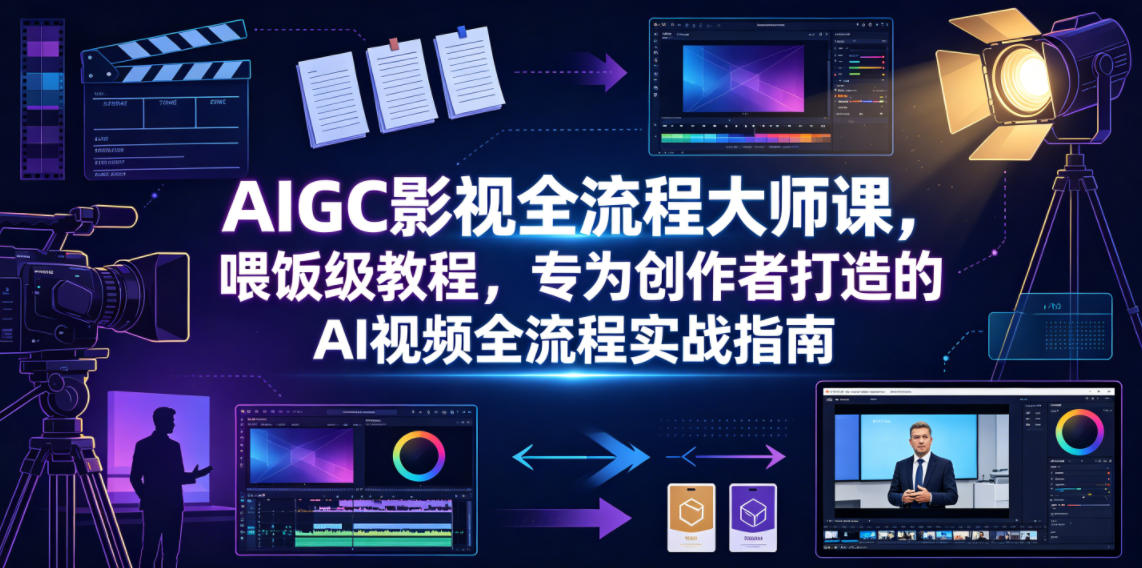 AIGC影视全流程大师课，喂饭级教程，专为创作者打造的AI视频全流程实战指南-云阁资源网