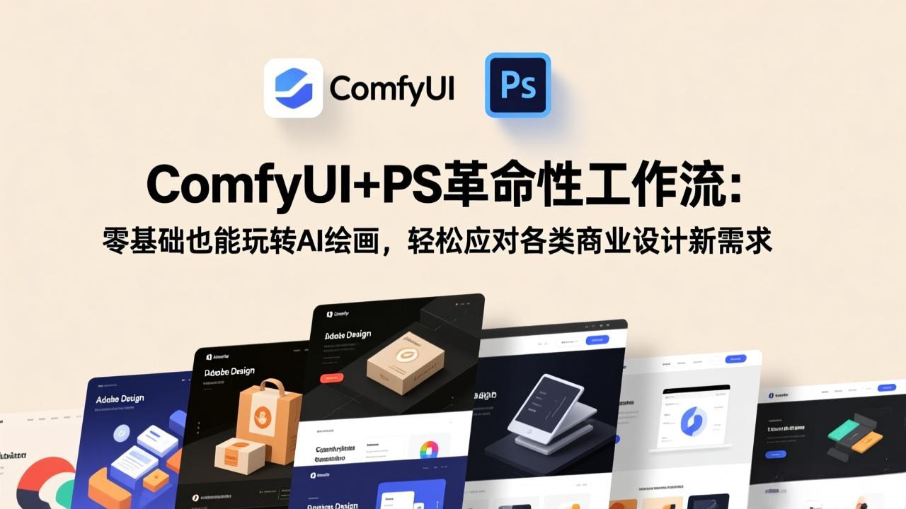 ComfyUI+PS革命性工作流：零基础也能玩转AI绘画，轻松应对各类商业设计新需求-云阁资源网