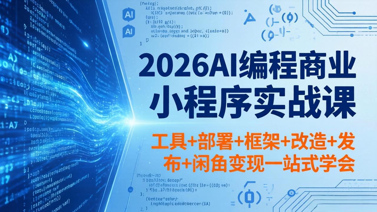 2026AI编程商业小程序实战课，工具+部署+框架+改造+发布+闲鱼变现一站式学会-云阁资源网