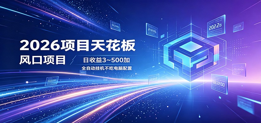 2026项目天花板，风口项目，日收益3~500+全自动挂机，不吃配置-云阁资源网