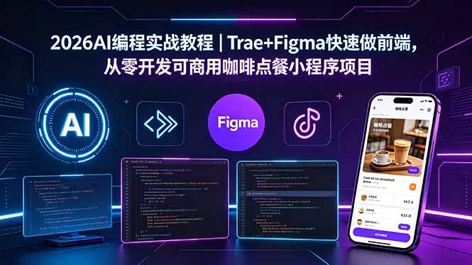 2026AI编程实战教程|Trae+Figma快速做前端,从零开发可商用咖啡点餐小程序项目-云阁资源网