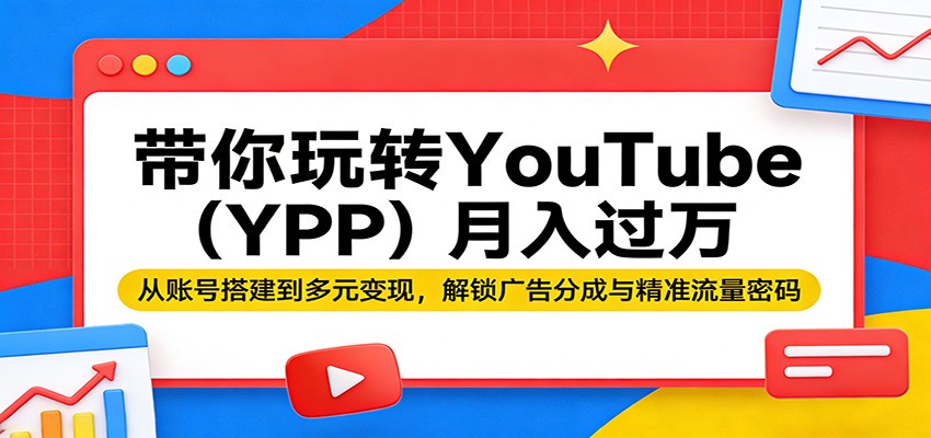 带你玩转YouTube(YPP)月入过万：从账号搭建到多元变现，解锁广告分成与精准流量密码-云阁资源网