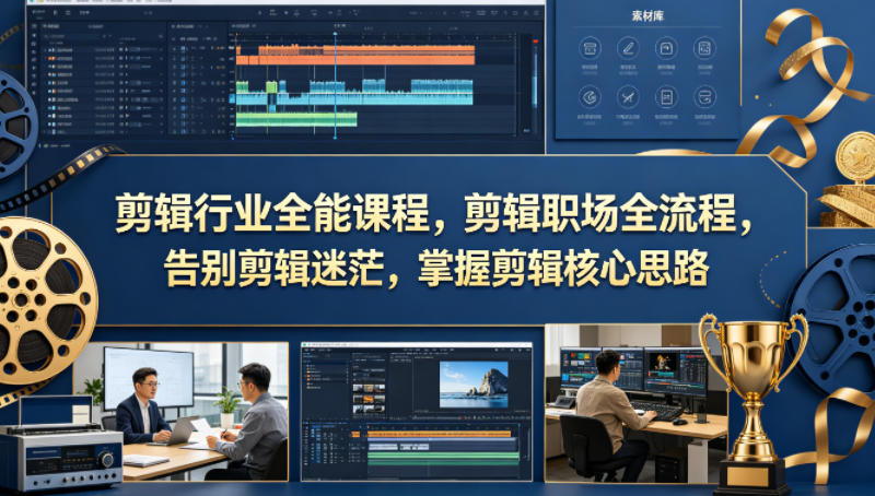 剪辑行业全能课程，剪辑职场全流程，告别剪辑迷茫，掌握剪辑核心思路-云阁资源网