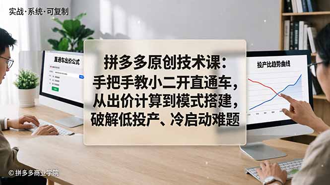 拼多多原创技术课：手把手教小二开直通车，从出价计算到模式搭建，破解低投产、冷启动难题-云阁资源网