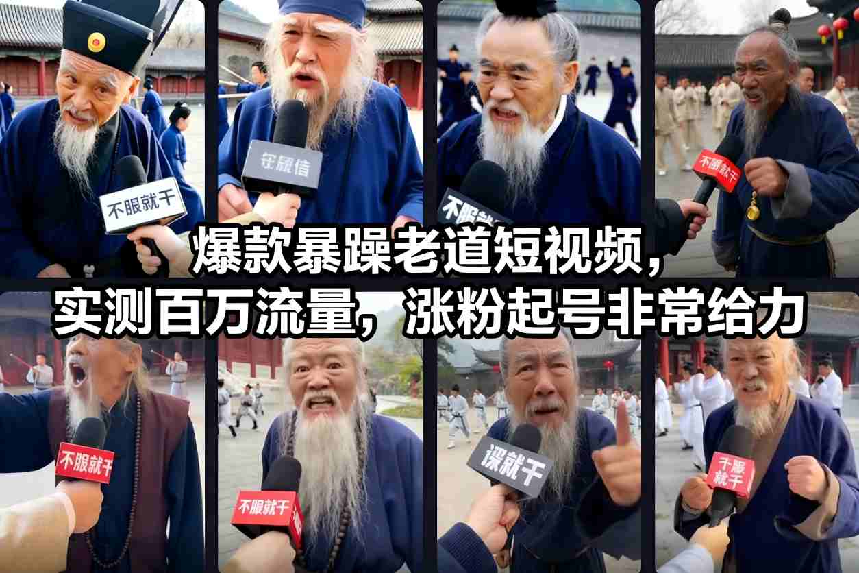 爆款暴躁老道短视频，实测百万流量，涨粉起号非常给力-云阁资源网