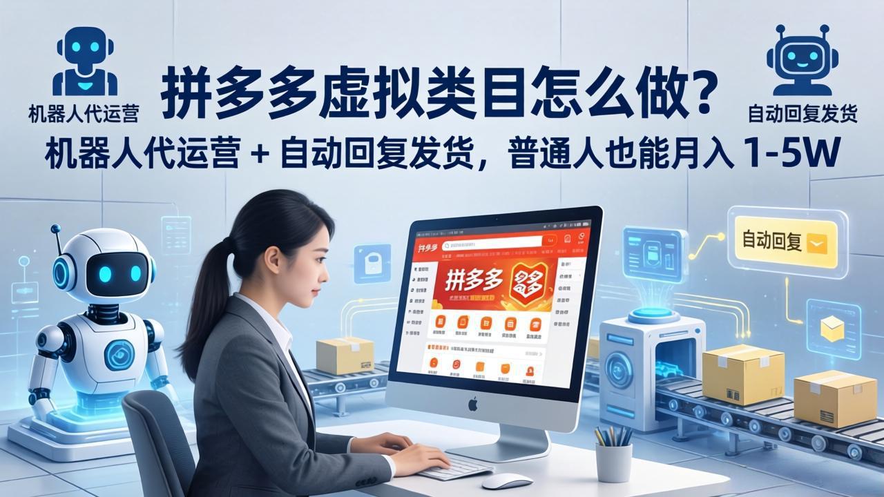 拼多多虚拟类目怎么做？机器人代运营 + 自动回复发货，普通人也能月入 1-5W-云阁资源网