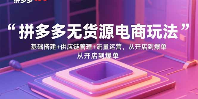 拼多多无货源电商玩法：基础搭建+供应链管理+流量运营，从开店到爆单-云阁资源网
